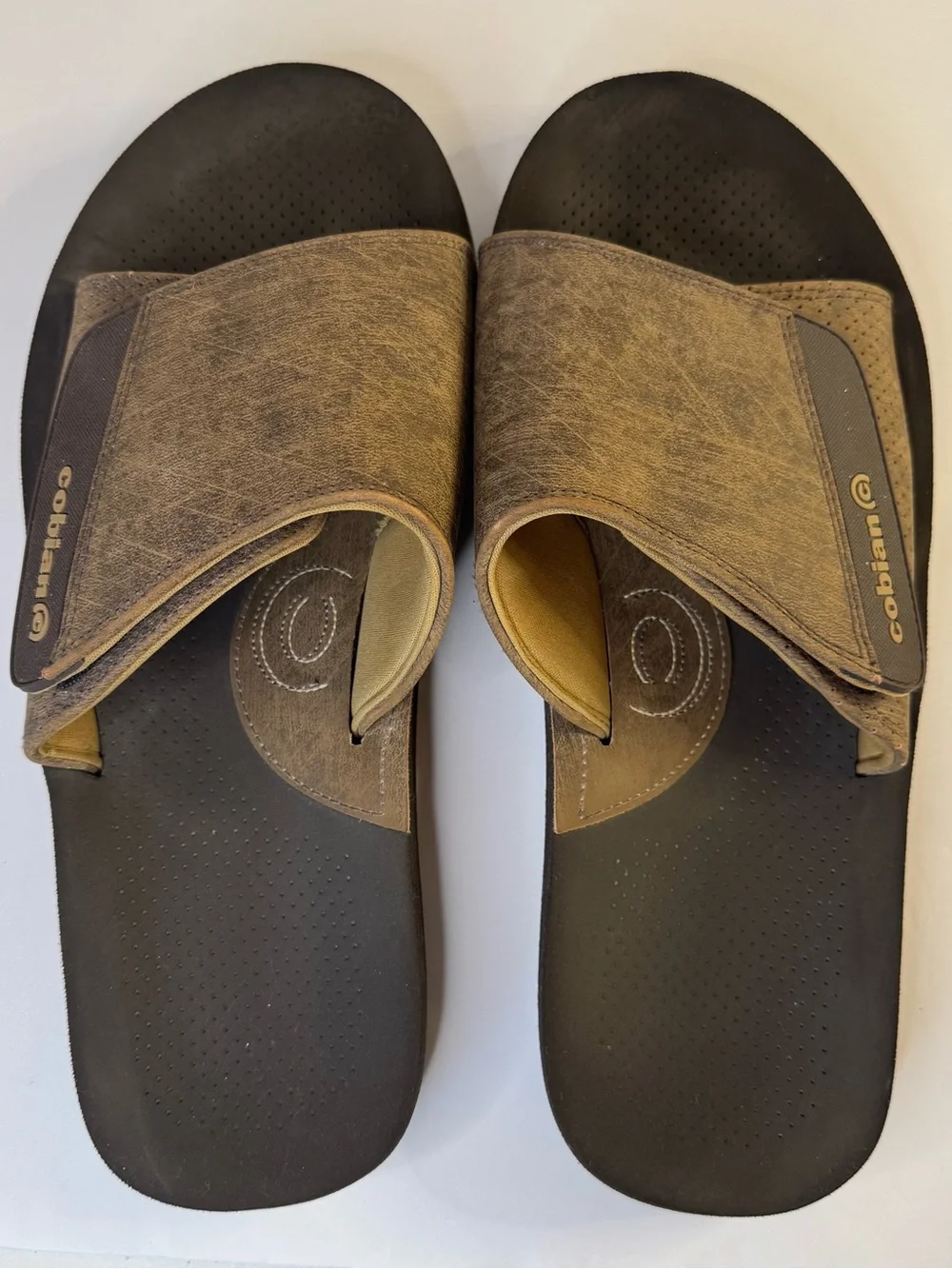 Cobian ARV 2 Men’s Brown Leather Adjustable Comfort Slide Sandal Size 12 *READ*